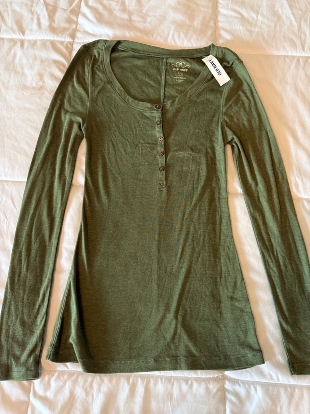 Old Navy Olive Long-Sleeve Henley Top